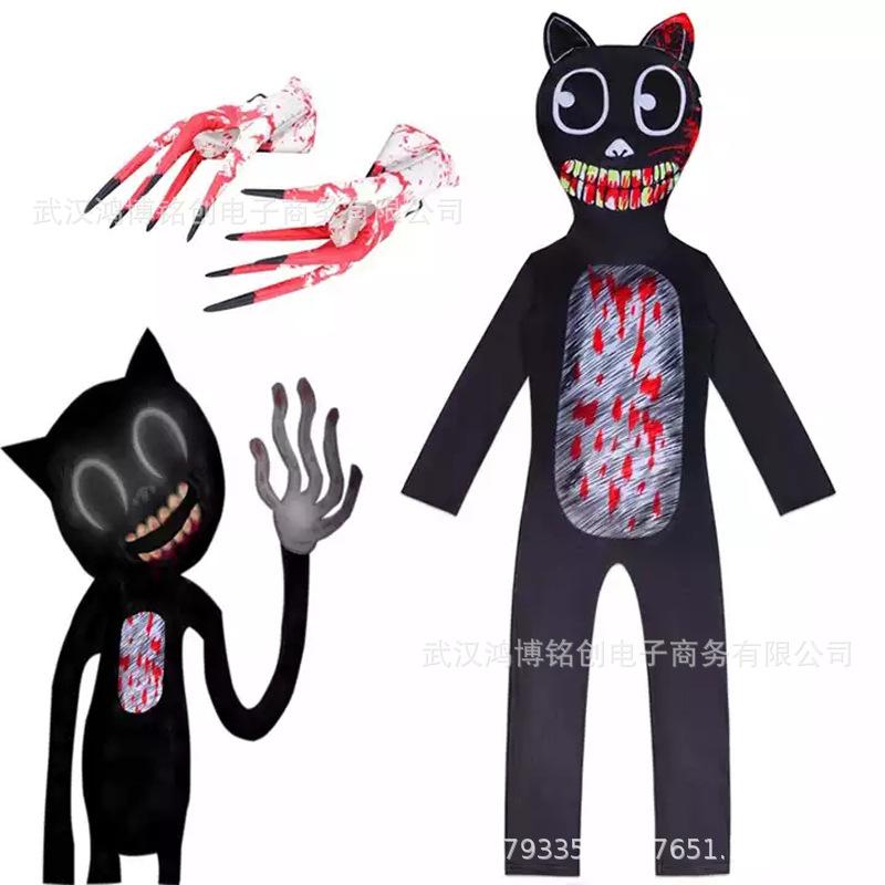 

Hongbo horror game SirenHead cartoon cat jumpsuit, Halloween cosplay costume hooded 180 yards