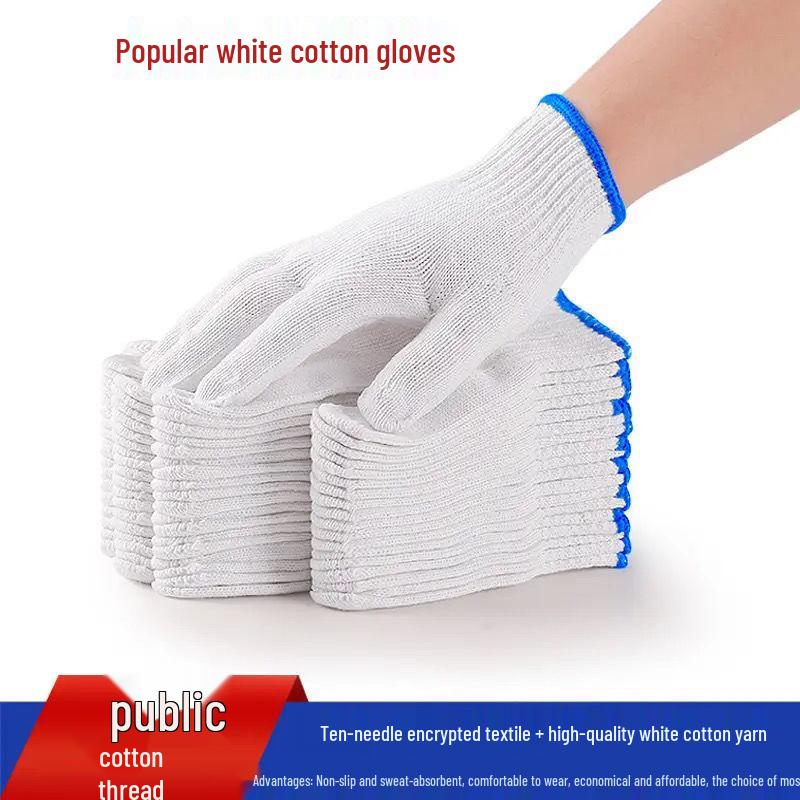 Slitstarka Halkfria Arbetsvantar i Bomull: Slitstarkt, förtjockat garn för konstruktion