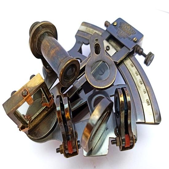 Nautical Brass Working Sextant, Maritime Navigational Instrument With Leather Case, 12.7 cm Astrolabe Ships Gift Item