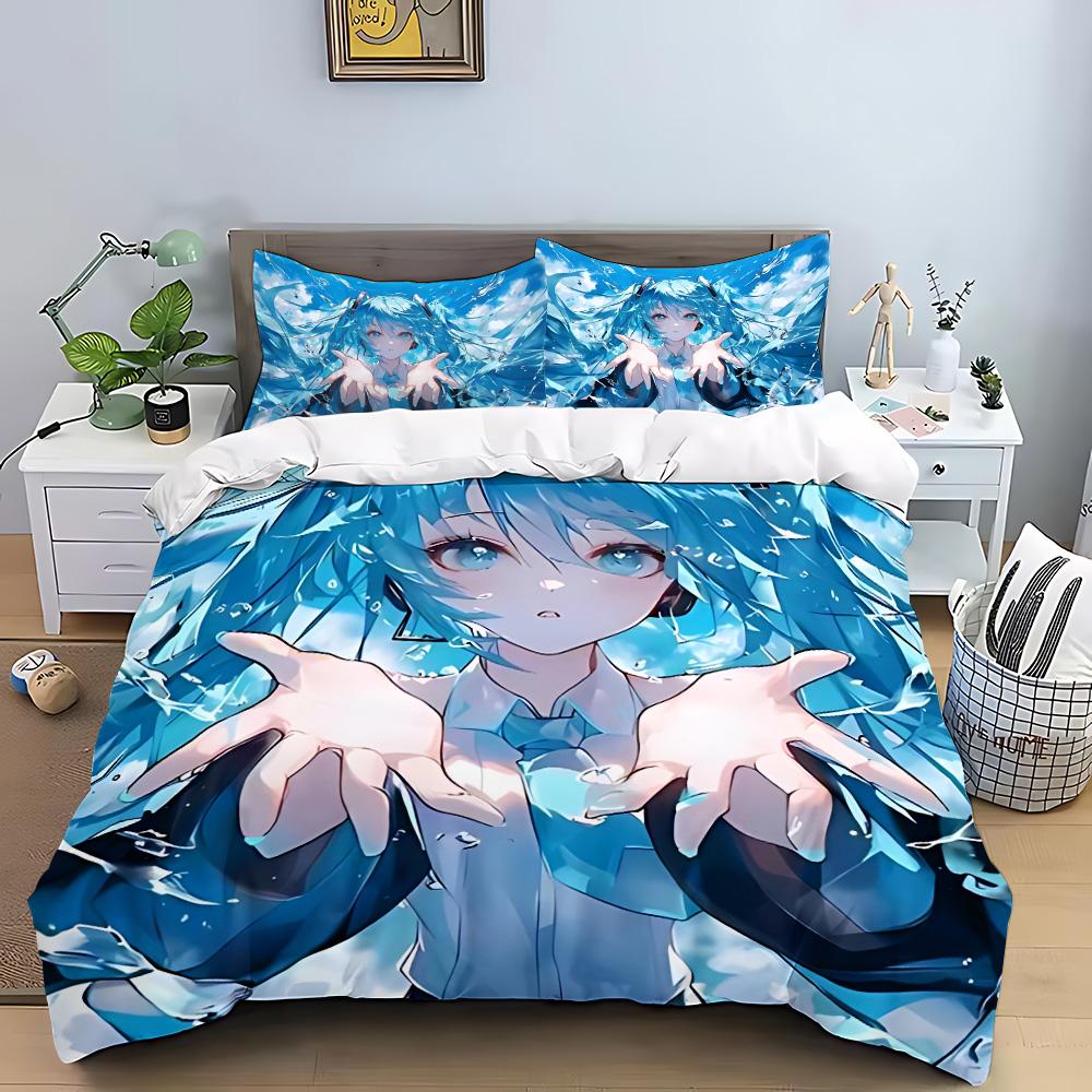 Hatsune Miku Anime Duvet Cover Pillowcase Bedding Set Adult Boy Girl Bedroom Decoration Children Gift Single Double Large Size