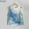 ZANZEA Women Summer Round Neck Casual Sleeveless Print Tank Tops
