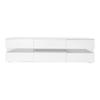 Moderner weißer High-Gloss TV-Schrank, 160x39x45 cm, LED-Beleuchtung, 2 Türen, 1 Schublade, Offenes Fach, 70-Zoll-Fernseher, Acrylglas-Einsatz, Push-to-Open