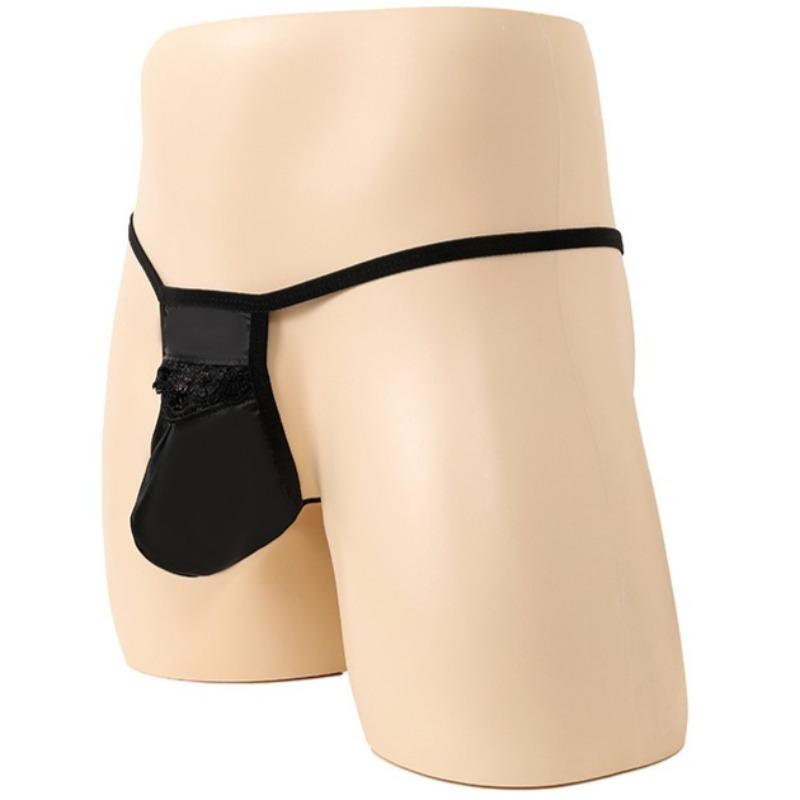 Mini Thong Men'S Penis Pouch Hole Erotic Lingerie Sexy T-Back G-String Bikini Underwear Roleplay Nightwear Front Open Underpant