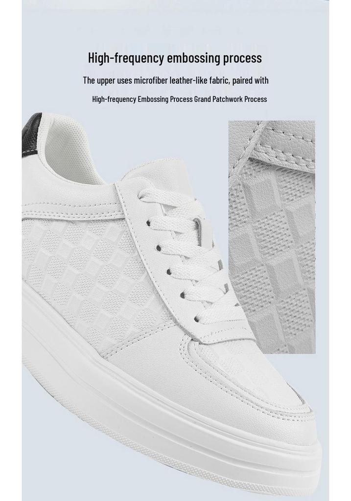 Men's Autumn Breathable Hidden Height Increasing Embossed Sneakers with Thick Soles