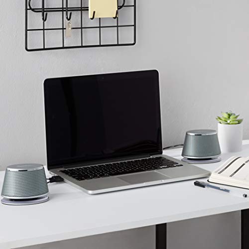 Amazon Basic Dynamic Sound Speaker, USB Connection, PC/Computer, Silver, 1 Set
