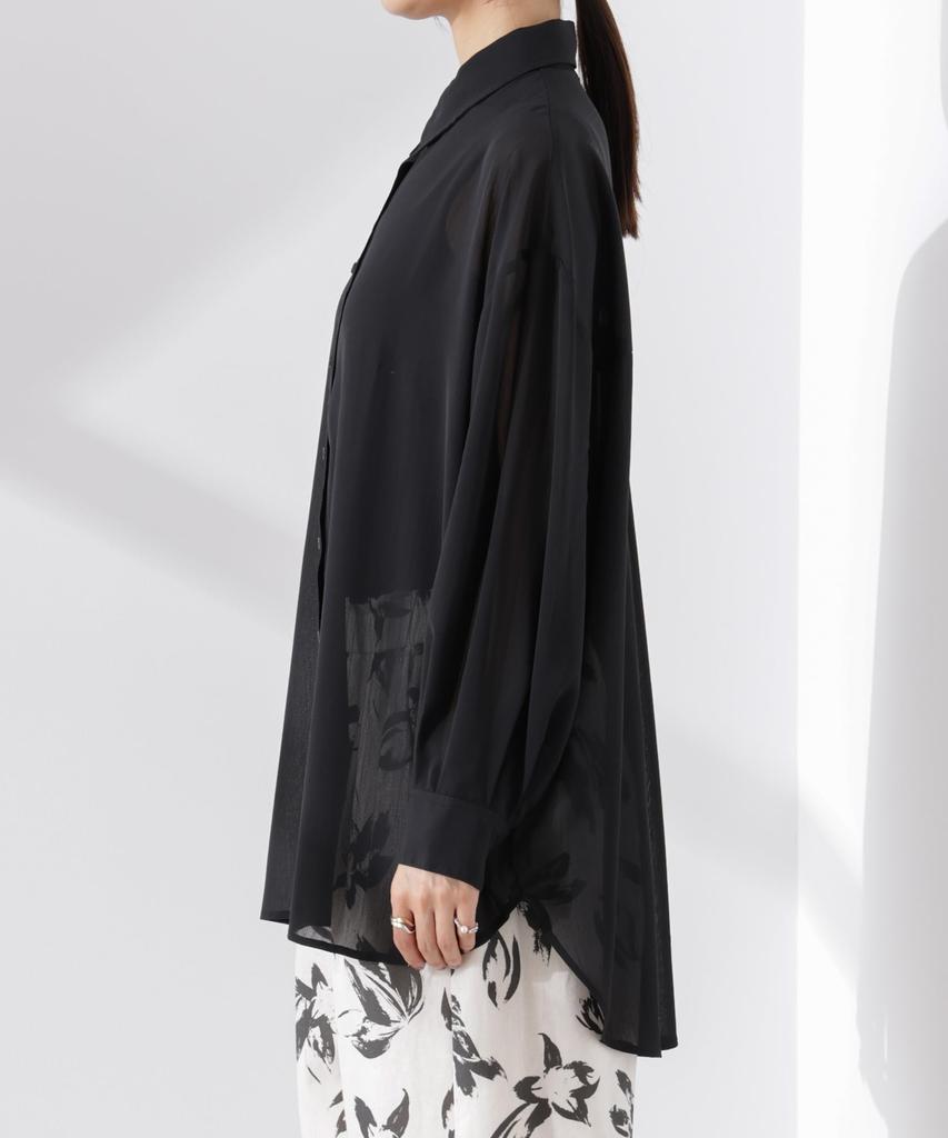 Nano Universe Sheer Oversized Size F Women's Shirt, 030, White, 673-5120318
