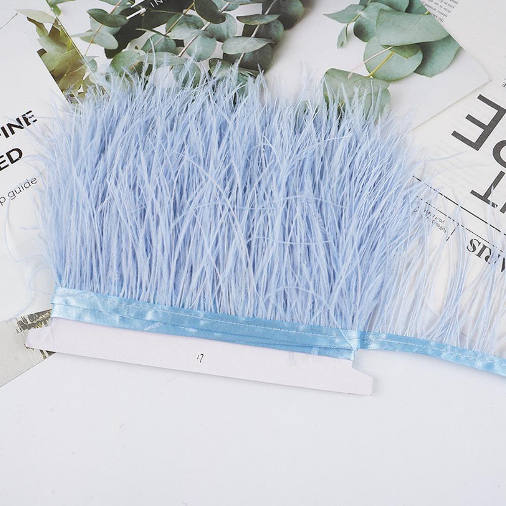 Feather1 Meter Ribbon Tassel Natural Ostrich Feathers 8-10cm Wide Fluffy Texture Ostrich Feathers Trim Sewing Decoration Apparel Fabric