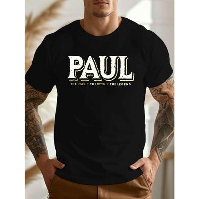 Evropské velikosti Pánské tričko Paul Legend s grafikou, Volnější kulatý výstřih, Krátký rukáv, Vyrobeno z úpletu, S trochou pružnosti