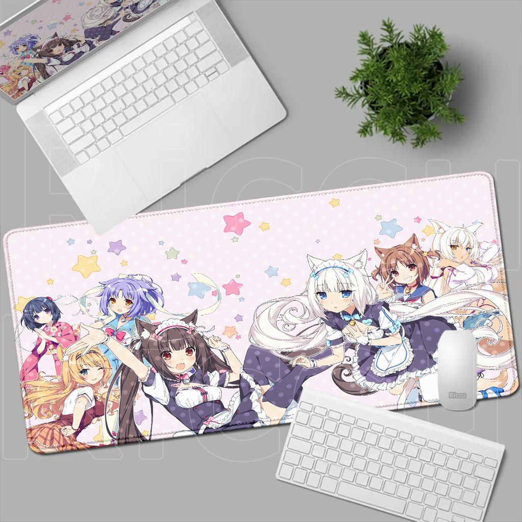 HD Anime Mousepad Cute Chocolate And Vanilla Natural Rubber Nonslip Keyboard Gaming Nekopara Extended Mat PC Office Accessories