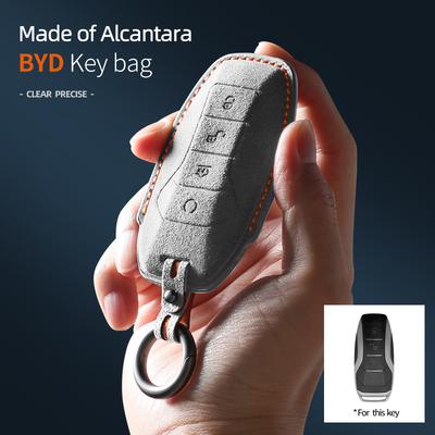 For BYD EA1 DOLPHIN Tang Atto 3 Han EV Qin Song Plus Dmi EV Suede Car Key Case Keychain Cover Shell Remote Accessories Styling