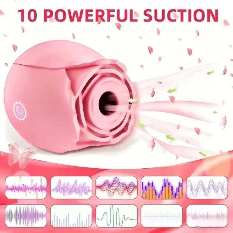 Rose Powerful Sucking Vibrator Stimulate G Spot Sex Products for Women Nipple Clitoral Automatic for Female Masturbator for 18+