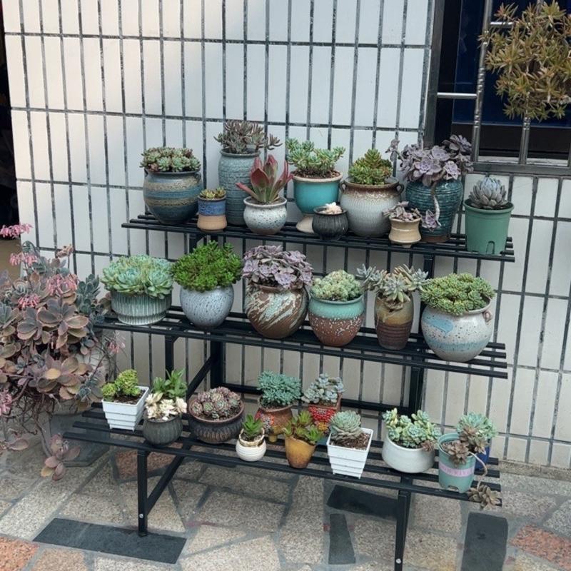Stainless Steel Metal Flower Step Display Stands Balcony Flower Room Plant Rack Waterproof Multi-Layer Ladder Shelf