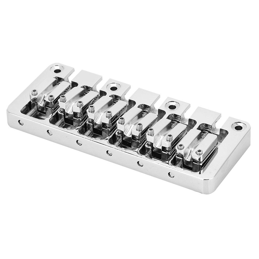 1 PC 6 String Bass Fixed Hardtail Bridge with Adjustable Saddle Chrome