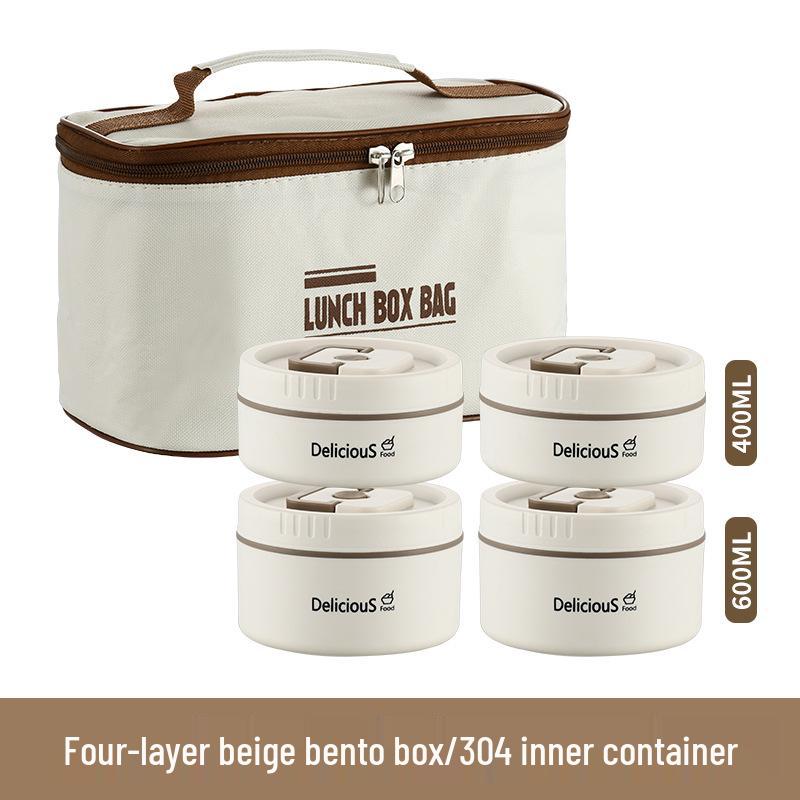 304 Edelstahl Isolierte Runde Bento Box - Tragbare & Abnehmbare Lunchbox
