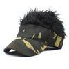 Men Baseball Cap With Spiked Hairs Wig Unisex Fake Wigs Hip Hop Urban Street Style Sunhat Outdoor Army Green Camouflage Print Jungle Sunshade Visor