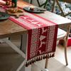 Decorative Fringed Dining Table Tablecloth Colored Woven Jacquard Red Elk Snowman Christmas Table Flag