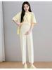 Fashionable Plus Size Maternity High-Waisted Ice Silk Summer Pants with Tummy Support