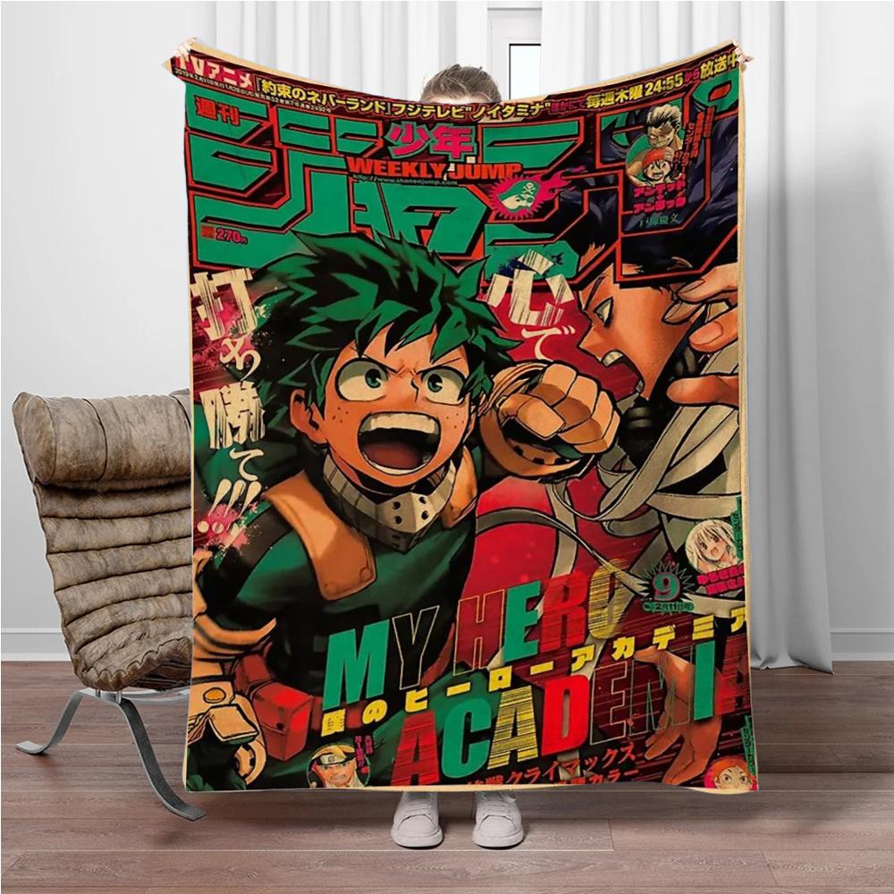 Vintage M-My-Hero-Academia 3D Printed Flannel Blanket Living Room Sofa Bed Camping Picnic Warm Blanket Holiday Gifts
