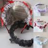 Women Mesh Ruffles Lace Headdress Lovely Ribbon Bowknot Headband Maid Anime Cosplay Gothic Novelty Hair Hoop Props