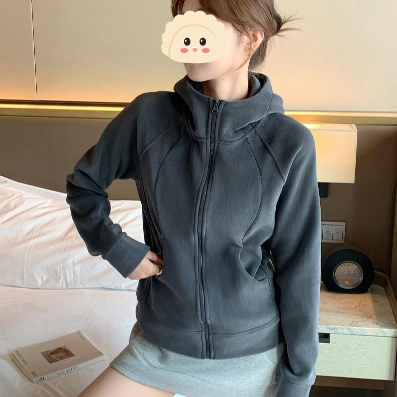 Women's Slimming Fleece Sweatshirt Jacket - Spring/Autumn 2025 New Arrival with Waist-Cinching and Plus Velvet Thickness