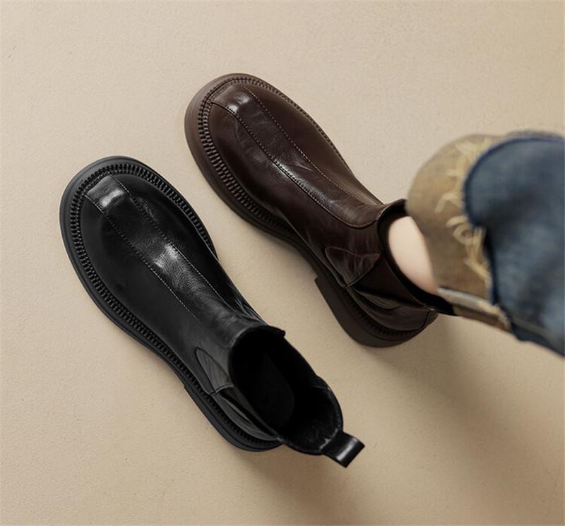 Fashion New Autumn Winter Women Boot Shoes for Women Round Toe Short Boots Fashion Platform Boots Chunky Heel Knight Boots Handmade