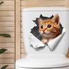 Cute Peek-a-Boo Cat Toilet Stickers, Waterproof Removable Decals for Bathroom & Kids Room Decor, Self-Adhesive