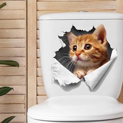 Süße Katzentoilette-Aufkleber zum Verstecken und Suchen, Wasserdichte abnehmbare Sticker für Badezimmer- und Kinderzimmerdekoration, Selbstklebend