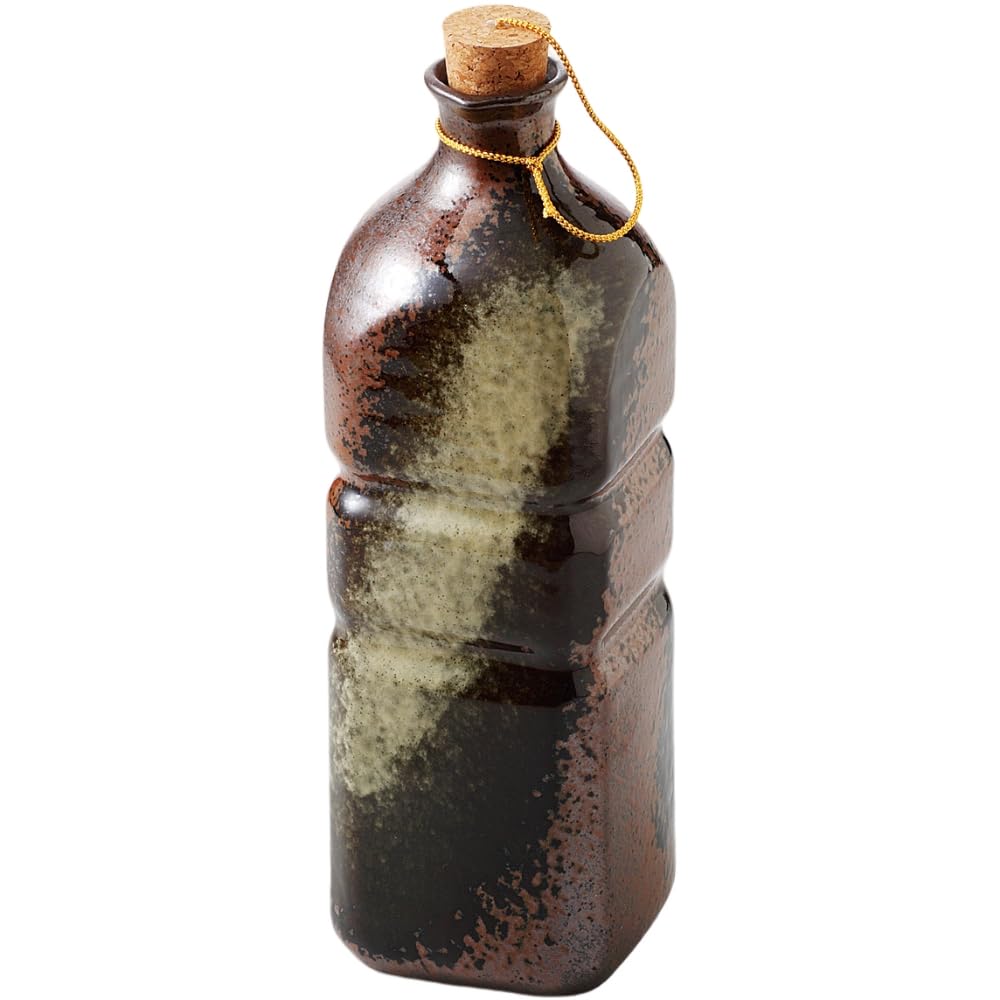 

Ale-net Black Iga Radium Shochu Bottle/Plum Wine Bottle, 9 x 9 x 27cm (H), 1300cc, Ceramic, Mino Ware, Made in Japan