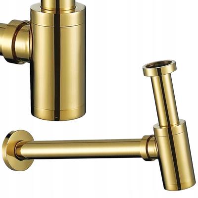 Polished Gold Washbasin Siphon with Adjustable Height
