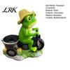 Garden Accessories for Plant Pots Cycling Frog Figurine, Creative Flowerpot, Resin Statue, Weather Resistant Charming Tabletop Decor Succulents