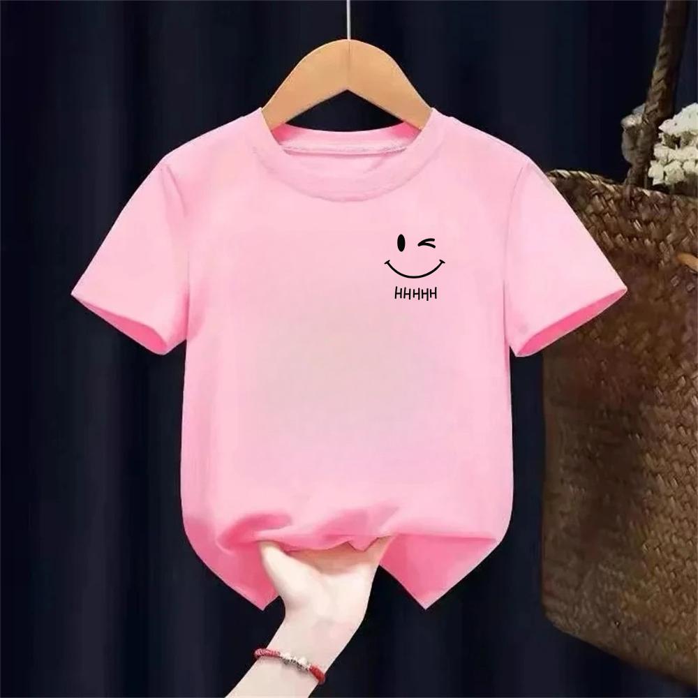 Summer Kids Trendy Simple and Fashionable Printed Shortsleeved Tshirt for BoyGirl Same Casual Top 100
