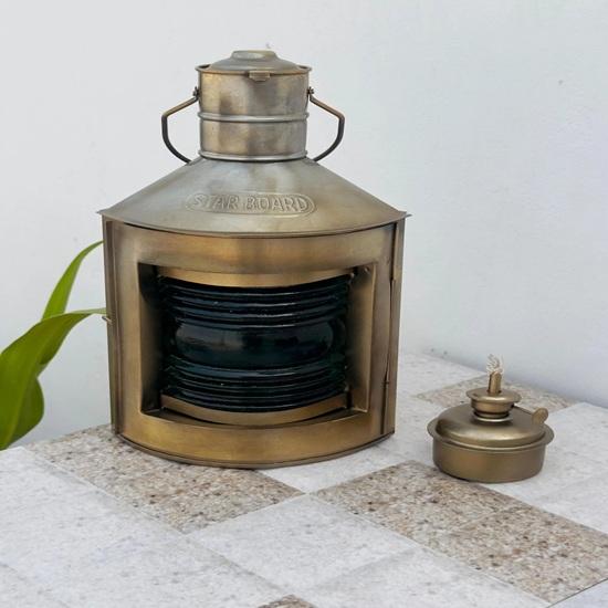 Set of 2 Nautical Brass Oil Lantern, Maritime Brass Port Light, Collectible Ship Lantern, Marine Oil Lamp, Customize Lantern 27.94 cm