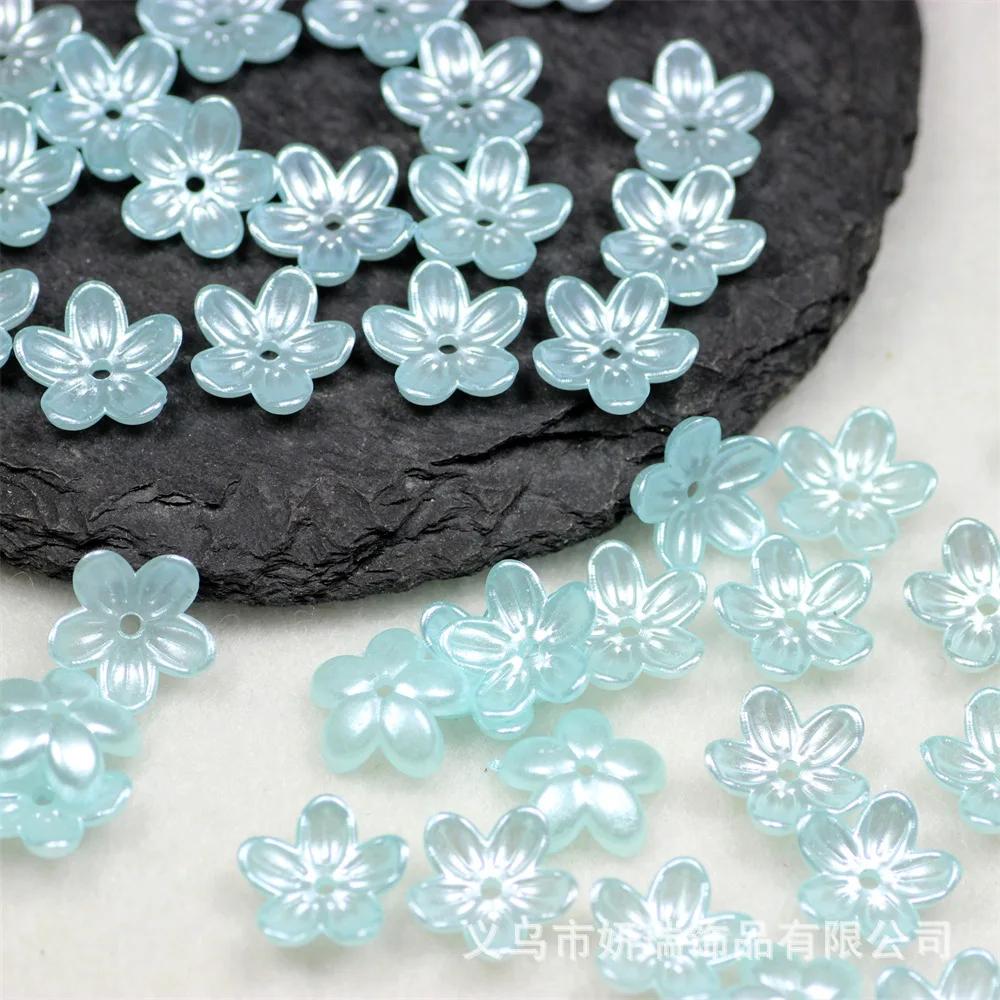 ZW18 100PCS 12mm Plating Petal Flower Beads Acrylic Frosted Handmade Minimalist Flower Bowknot Beads DIY Bracelet DIY Wholesale
