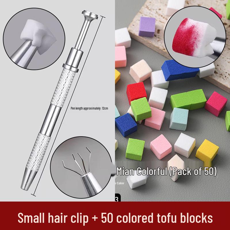 

Губка для нігтів: Інструмент з нержавіючої сталі з нековзною ручкою та градієнтом рум ян для професійного салонного використання.