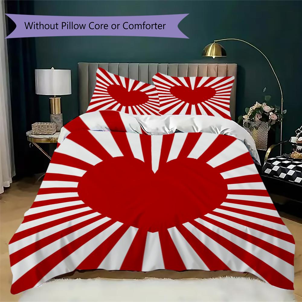 Love Pattern Bedding uilt Set uilt Cover Pillowcase Home Decoration Birthday Gift (1 * duvet cover + 2 * pillowcase without core)14