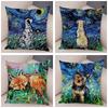 Colorful Pet Shepherd Dog Cushion Cover Pillow Case Pillow Covers Decor Oil Painting Cartoon Animal  Pillowcase 45x45
