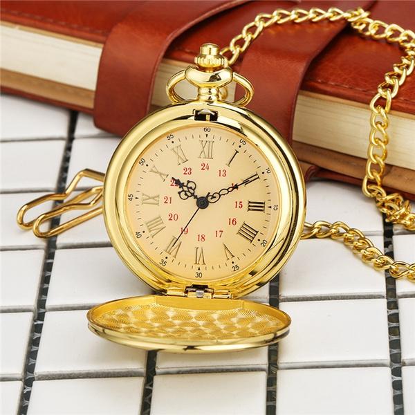 Steampunk Full Hunter Golden/Silver/Black Quartz Analog Alloy To My Daughter Pocket Watches/To My SON Pocket Watches Pendant Chain Roman Number Clock