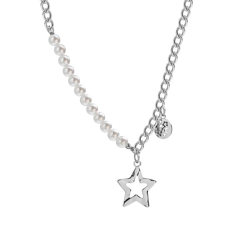 

Korean version of the trendy new pearl splicing star Beidou necklace ins European and American cold wind cool accessories