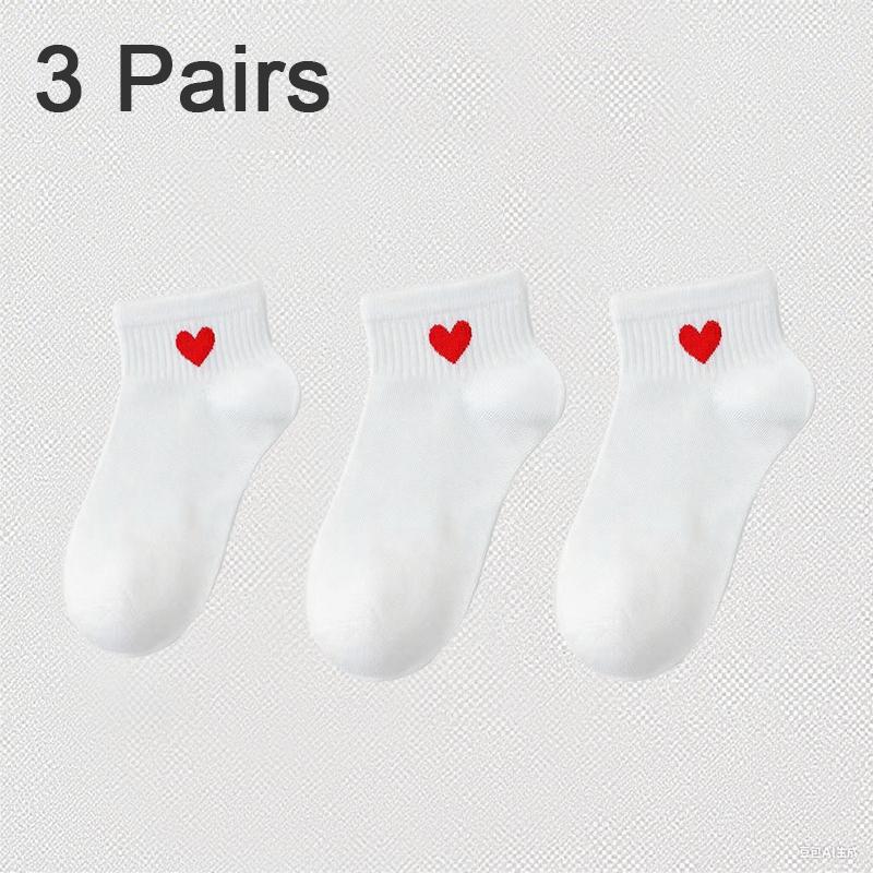 Lovely Heart Cotton Socks Women Summer Fashion Black White Sports Short Socks Girls Cute Style Low Tube Boat Socks