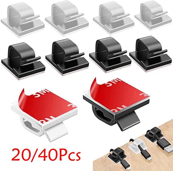20/40Pcs Cable Clips Self Adhesive Cord Management Black Wire Holder Organizer Clamp Self-adhesive Car Wire Clip Accessories