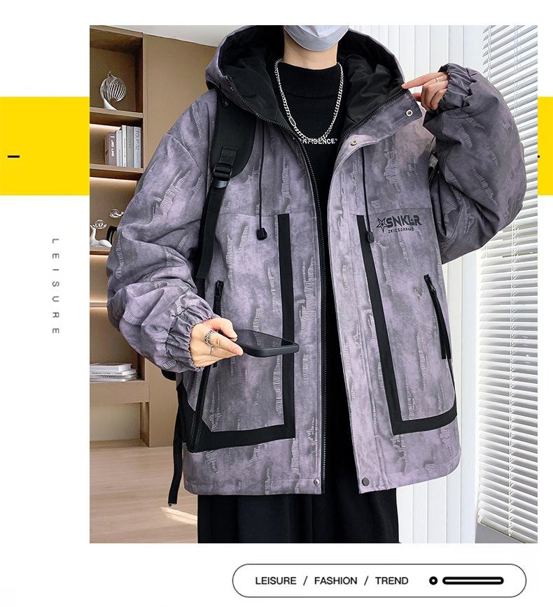 Men's Fleece-Lined Hooded Workwear Jacket - Autumn/Winter 2025 Trend, Windbreaker, High-End Feel, Loose Fit.