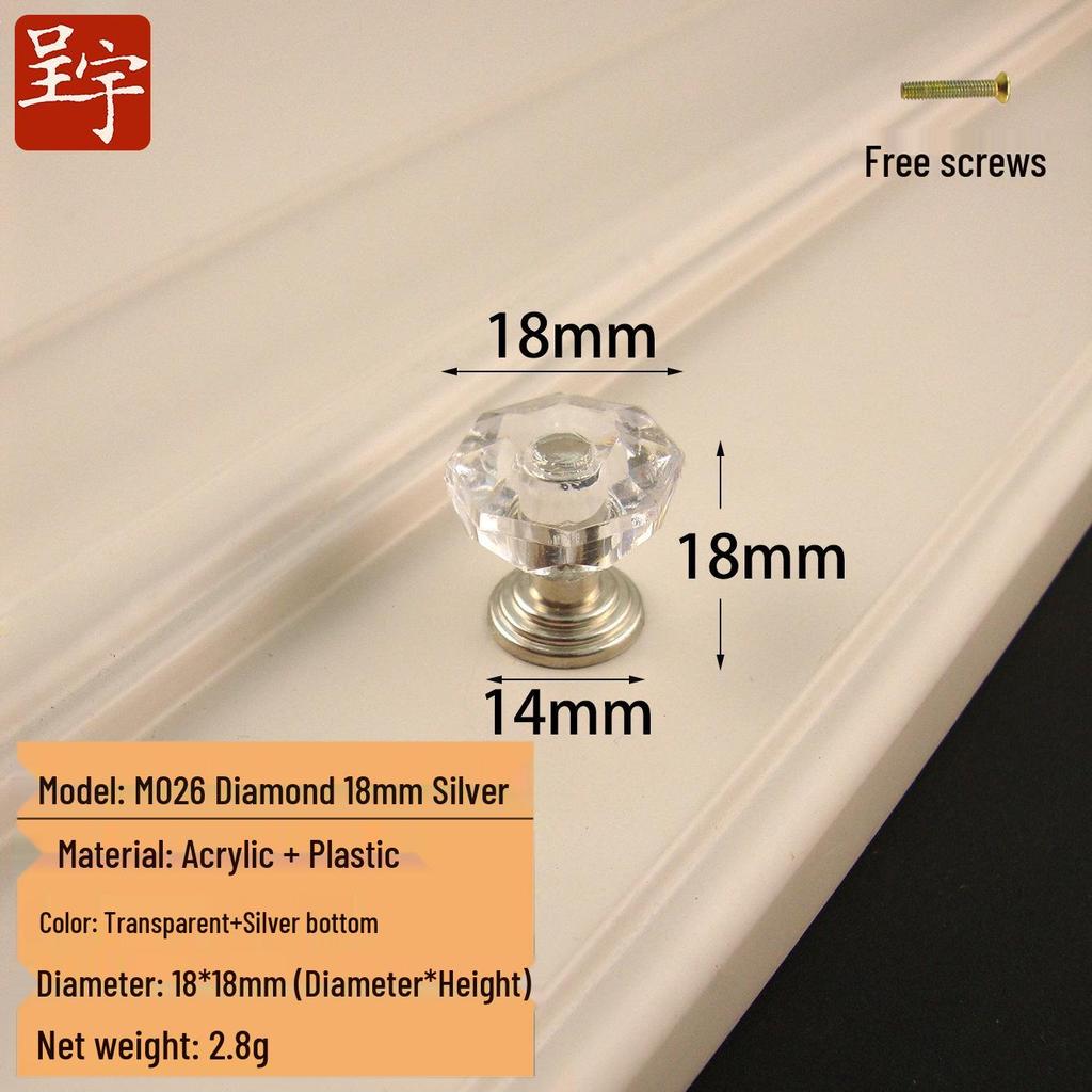 Crystal Clear Acrylic Knob: Single Hole Diamond Design for Pot Lids, Wardrobes, and Drawers