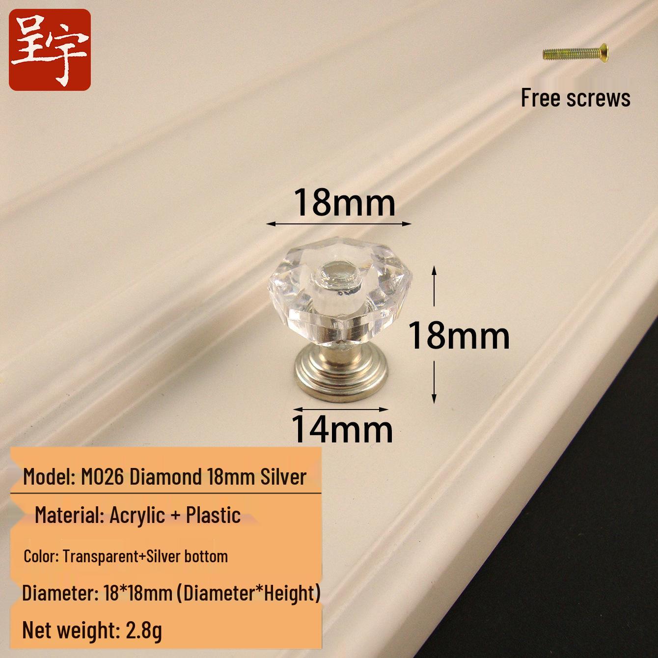 Прозрачная акриловая ручка: Одинарное отверстие с алмазным дизайном для крышек кастрюль, шкафов и ящиков