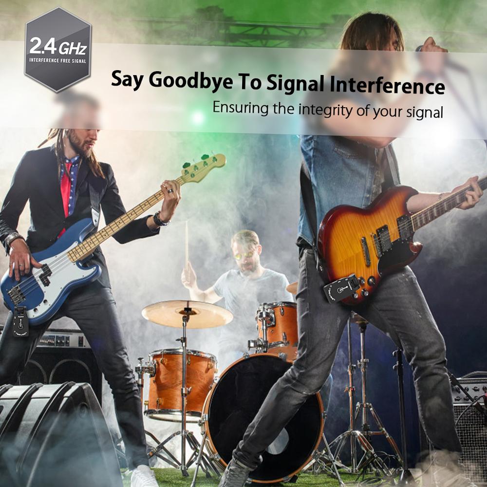 Wireless Guitar System 2.4G Rechargeable 6 Channels   Transmitter Receiver for Electric Guitar Bass
