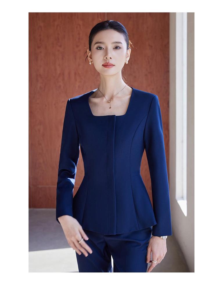 Elegant Women's Autumn/Winter Suit Set for Hotel Receptionist and Beauty Salon Workwear