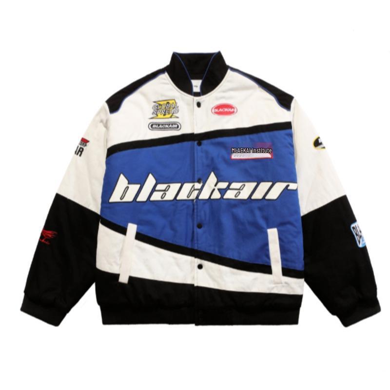 Veste de baseball de moto amovible de style américain rétro - Mode hip-hop polyvalente pour couples