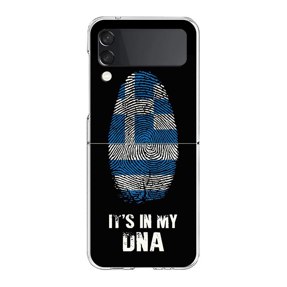 Phone Cover For Samsung Galaxy Z Flip 6 5 4 Case Transparent For Samsung Z Flip 3 Hard PC Foldable Shell Greece Greek Flag Bags