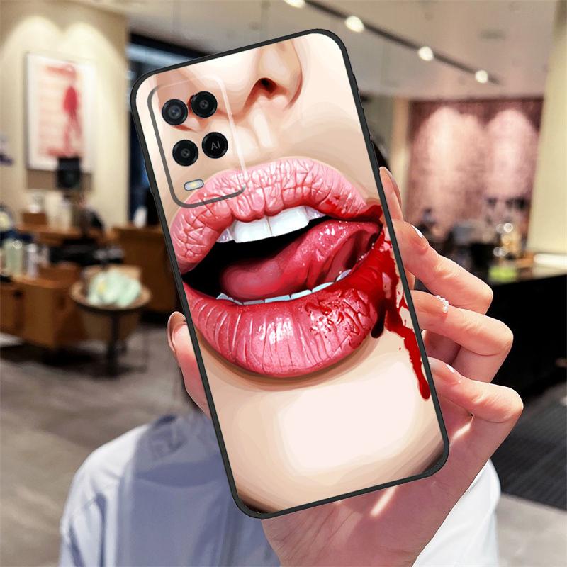 Sexy Vampire Lips Case For Oppo A94 A54 A40 A60 A80 A98 A78 A18 A38 A58 A16 A76 A96 A17 A77 A74 A57S A15 Cover