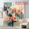 2pcs, 2D FLAT PRINTING Curtains (Without Rod) Koi Serenade Fashionable Popular Curtains Durable Polyester Curtains Decorations