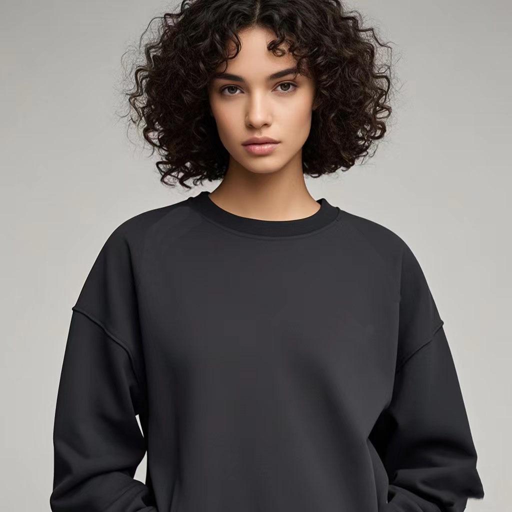 Trendy Versatile Cotton Long-Sleeve Hoodie - Basic White/Black for Autumn/Winter
